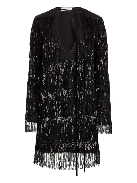 Nina Ricci sequin-embellished fringed mini dress Black 25ACRO041PL0481