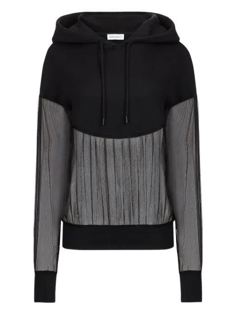Nina Ricci chiffon-paneled fleece hoodie Black 25AJTO013CO1103