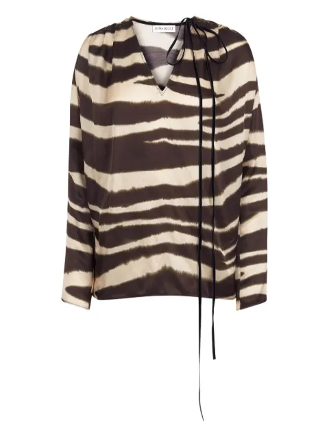 Nina Ricci zebra-print V-neck top Neutrals 25ACTO018VI0540