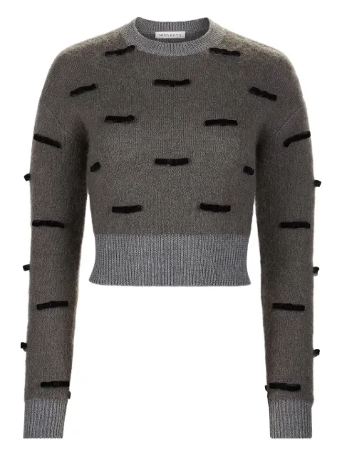 Nina Ricci bow-embellished mohair sweater Grey 25AMPU010ML0585
