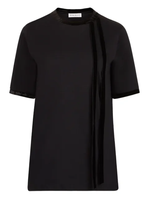 Nina Ricci velvet-trimmed short-sleeves top Black 25AJTO035CO1108