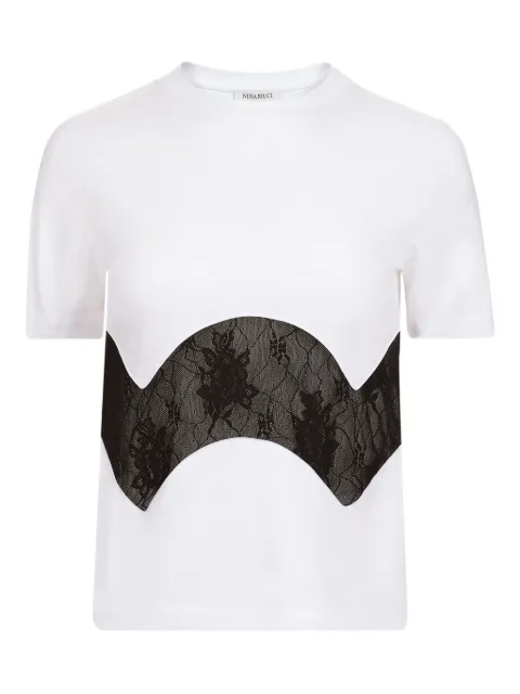 Nina Ricci lace-insert cotton T-shirt White 25AJTO014CO1104