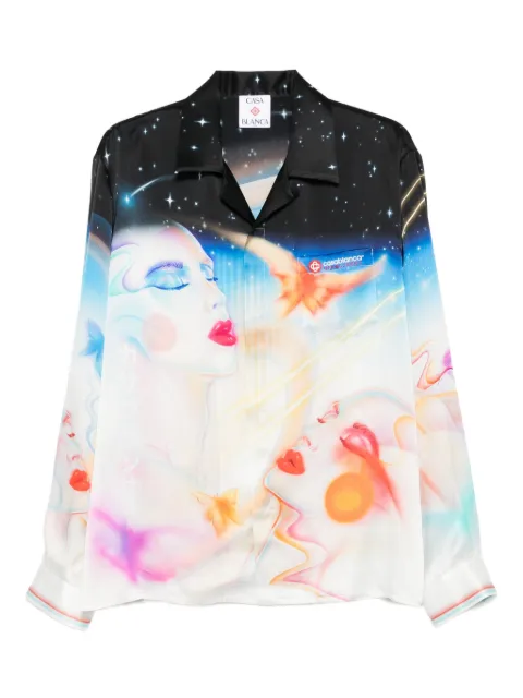 Casablanca celestial-print silk shirt Blue UMPF25SH006