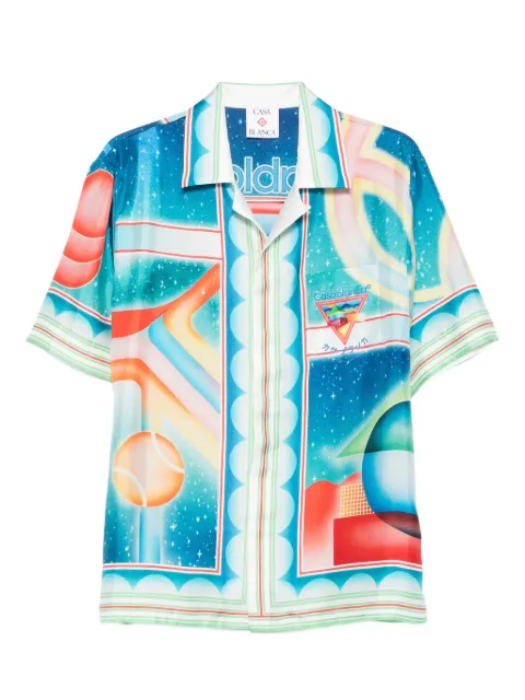 Casablanca Galaxy Court geometric-print silk shirt Blue MPF25SH003