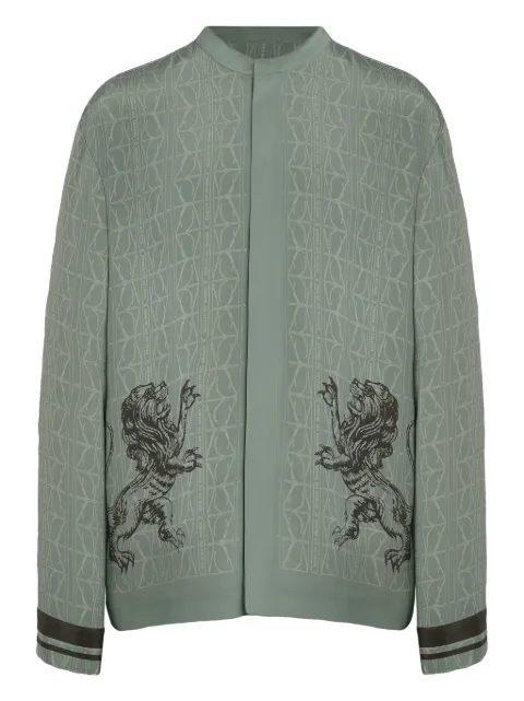 Domaine Des Artistes lion-print long-sleeved shirt Green DDAS01GR00