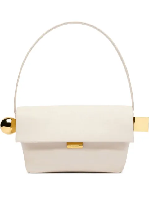 Jacquemus Rond Carré metallic-clasp leather shoulder bag Neutrals BAW00383AC27L14