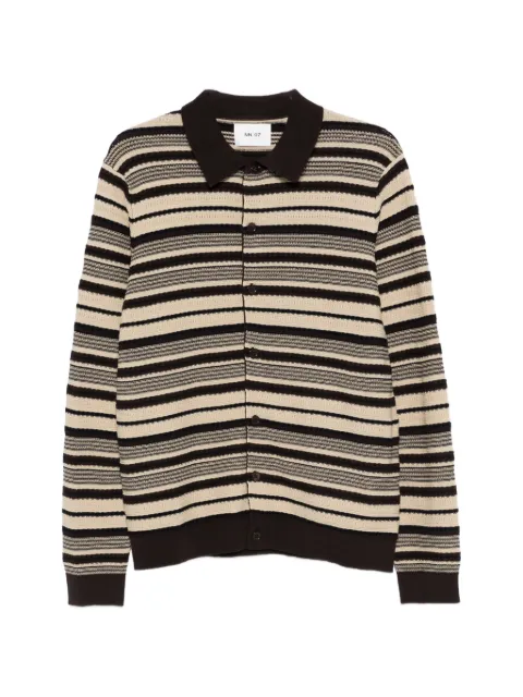 NN07 Nolan LS Polo 60016 striped-detail cardigan Neutrals 2580000312