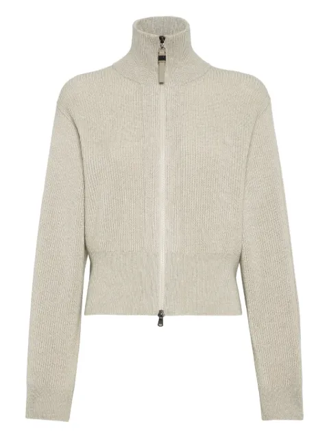 Brunello Cucinelli ribbed zip-front sweater Neutrals M1E224716CEF37