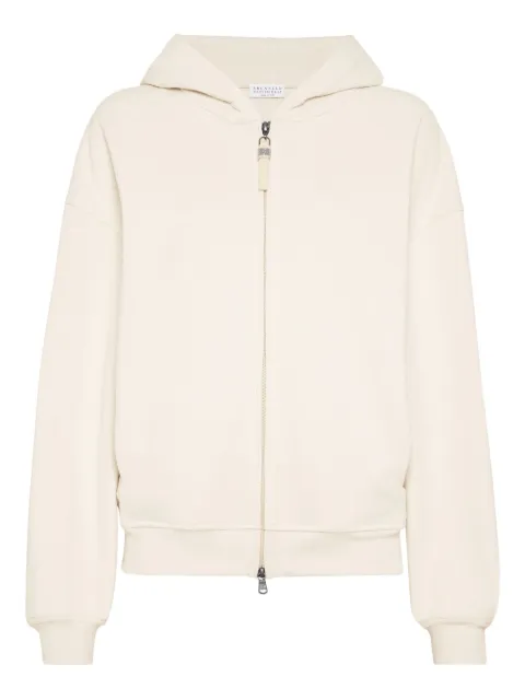 Brunello Cucinelli zipped hoodie Neutrals MN05NHF406C9443