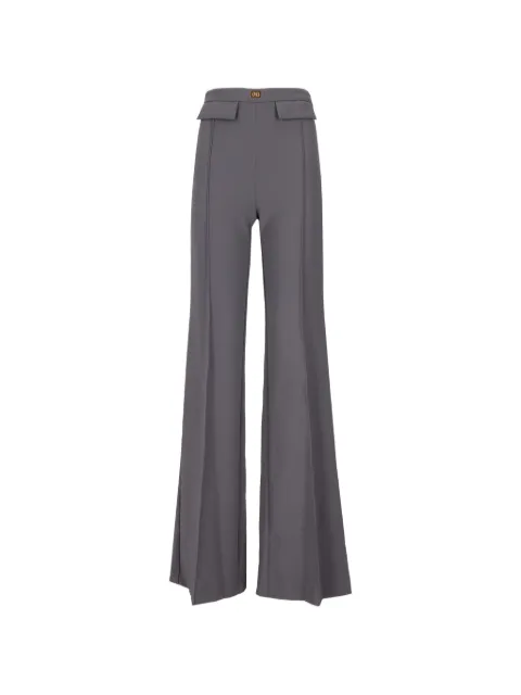 Elisabetta Franchi logo-plaque flared trousers Grey PA07851E3