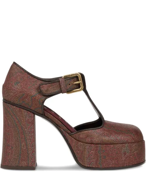ETRO 105mm paisley-print platform pumps Brown WS4R0002AQ255