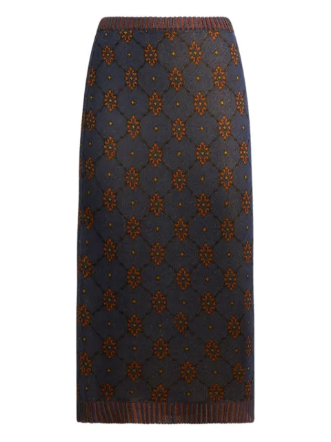 ETRO pattern knit midi skirt Blue WRKB0049AV703