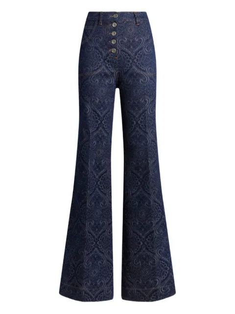 ETRO flared jacquard denim jeans with Pegaso buttons Blue WRNB000499TJEF9