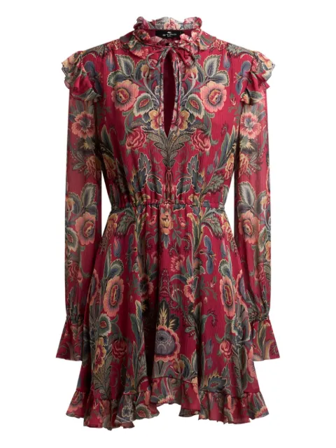 ETRO ruffled floral print mini dress Red WRHA039799SADF3