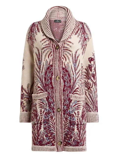 ETRO floral-jacquard button-fastening coat Red WRKE0162AQ165