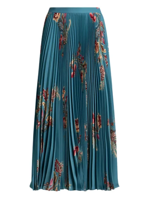ETRO pleated floral-print midi skirt Blue WRFA005899SASO9