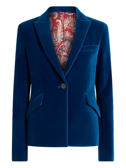 ETRO single-breasted velvet jacket Blue WRCA008199TUEI1