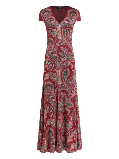 ETRO paisley-print short-sleeved maxi dress Red WRHA013899IP439