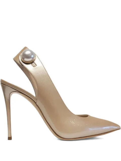 Casadei 100mm embellished sling-back pumps Gold 1G635J1001SAMUR