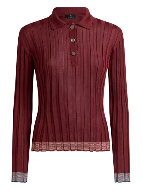 ETRO ribbed polo top Red WRKN0003AV707