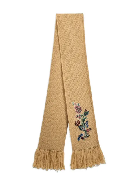 ETRO paisley-embroidered fringed scarf Yellow WAKJ0001AV706