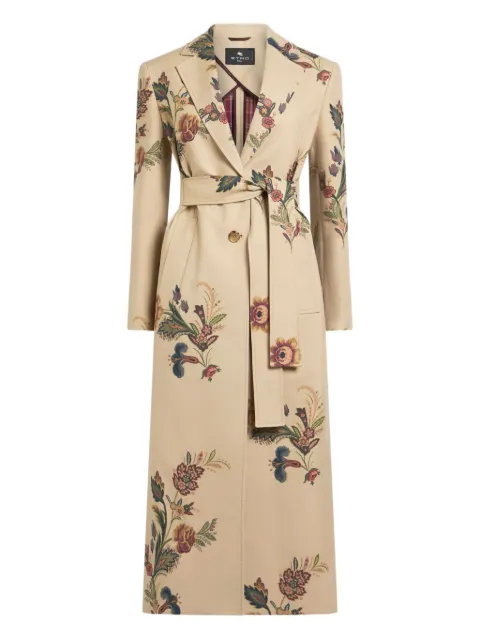 ETRO floral-print belted coat Neutrals WRBC001499SA5M9