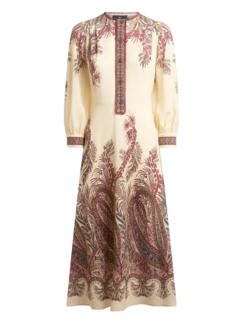 ETRO paisley-print button-detailed midi dress Neutrals WRHA043199SPSE2