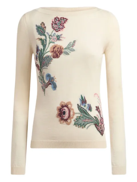 ETRO floral-jacquard sweater Neutrals WRKE0318AQ170