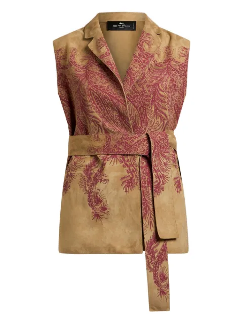 ETRO paisley-print suede waistcoat Neutrals WROB0008AP357
