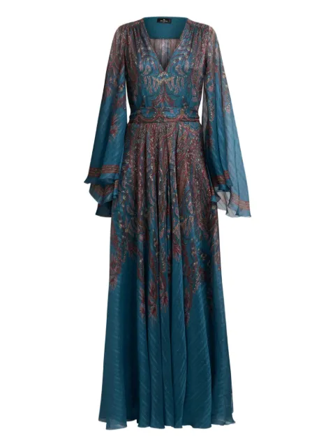 ETRO paisley-print bell-sleeve maxi dress Blue WRHA040799SP1G4