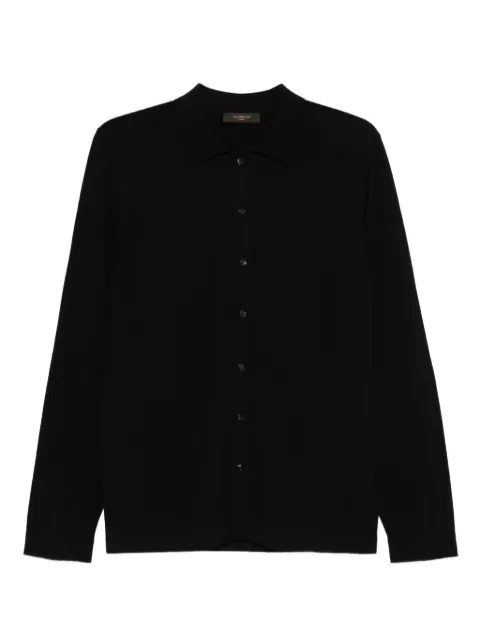 Zanone virgin-wool button-front shirt Black 810157ZR274