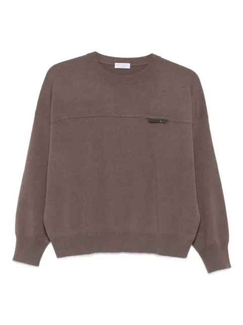 Brunello Cucinelli panelled crew-neck sweater Brown M12212600C4372