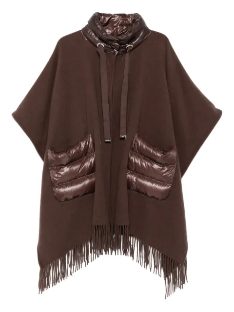 Herno quilted-pocket fringe poncho Brown GC00066DR33395