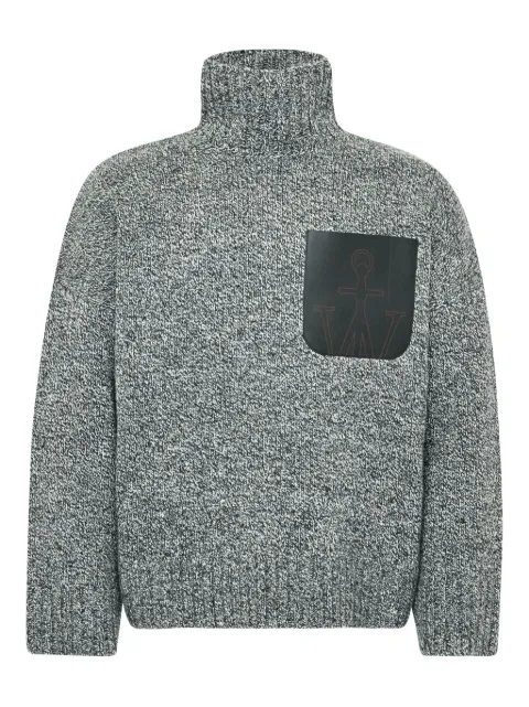 JW Anderson high-neck leather-pocket sweater Grey KW1234YN0367