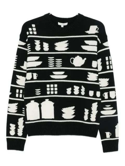 JW Anderson tableware-pattern crew-neck sweater Black KW1431YN0379