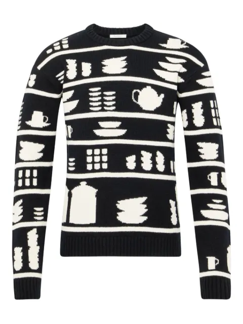 JW Anderson tableware-pattern crew-neck sweater Black KW1490YN0379901