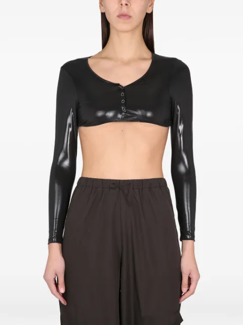 NOT AFTER TEN buttoned long-sleeve cropped top Black NATT002NERO