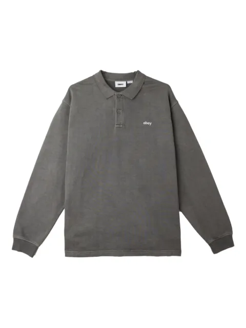Obey long-sleeve polo shirt Grey 111620088DIGITALBLACK