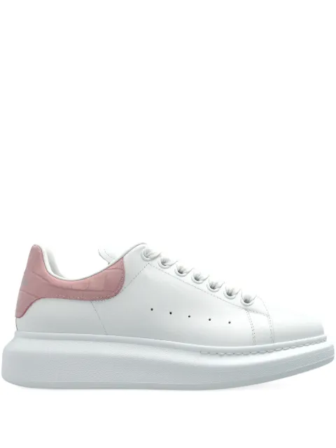 Alexander McQueen Oversized leather crocodile-effect heel sneakers White 553770WIAHZ