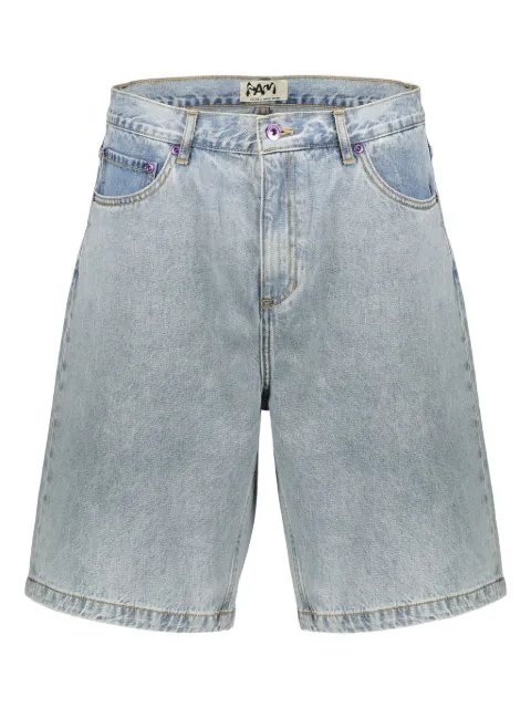 Perks And Mini contrast-stitching denim shorts Blue 80011
