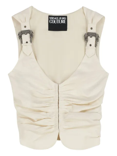 Versace Jeans Couture buckle-detail gathered top Neutrals 78HAM206N0439