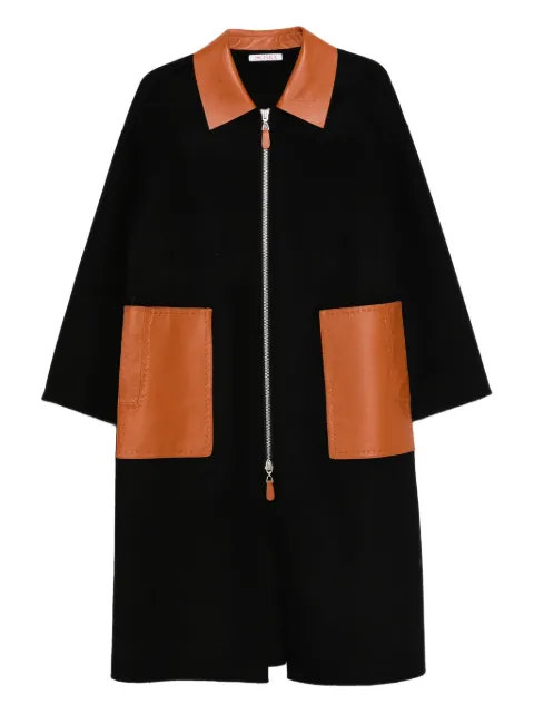 Liska leather-trim coat Black 6110259