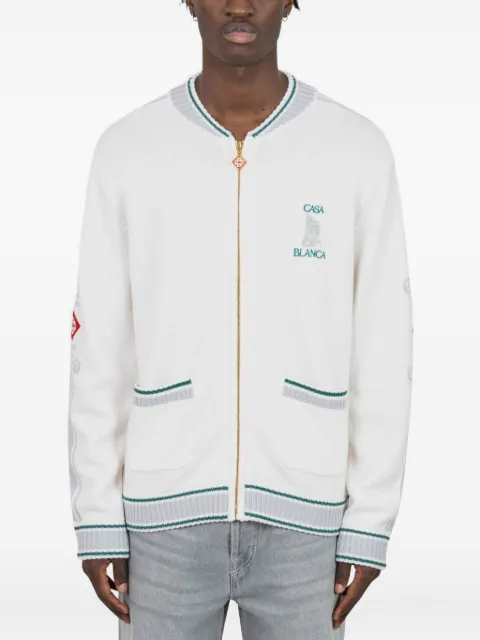 Casablanca logo-jacquard zip-up cardigan White MPS25KW87901