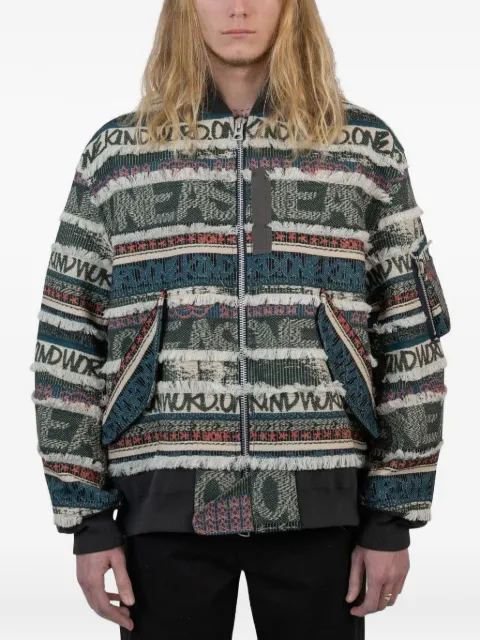 sacai x Eric Haze jacquard-pattern bomber jacket Blue 2302960M551