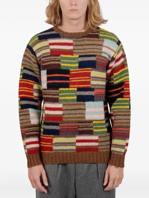 BEAMS PLUS patchwork crewneck sweater Black 38151404890
