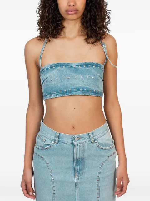 Gimaguas Luna studded-detail denim top Blue RWS250801811