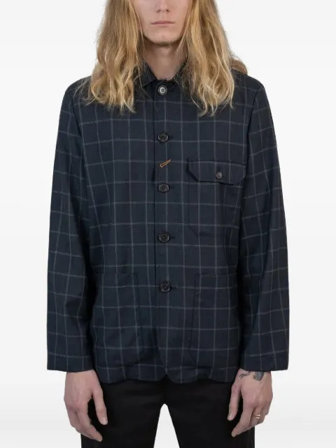 Universal Works checked pocket jacket Blue 28504NAVY