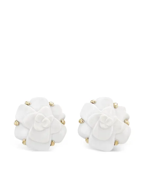 CHANEL Pre-Owned yellow gold Camelia clip-on earrings White 421197