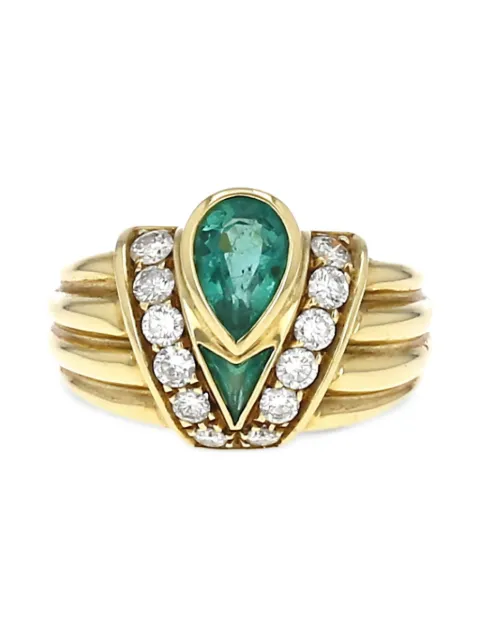 Fred 1980s pre-owned 18kt yellow gold emerald and diamond ring Gold 420538