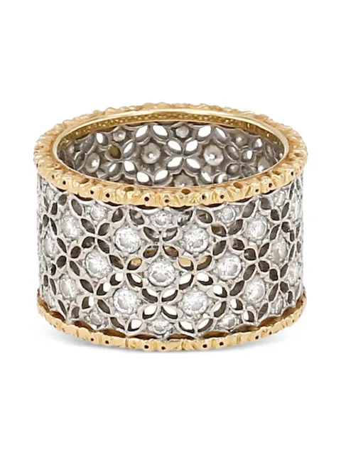 Buccellati pre-owned 18K yellow and white gold Scacchi diamond ring Silver 418740